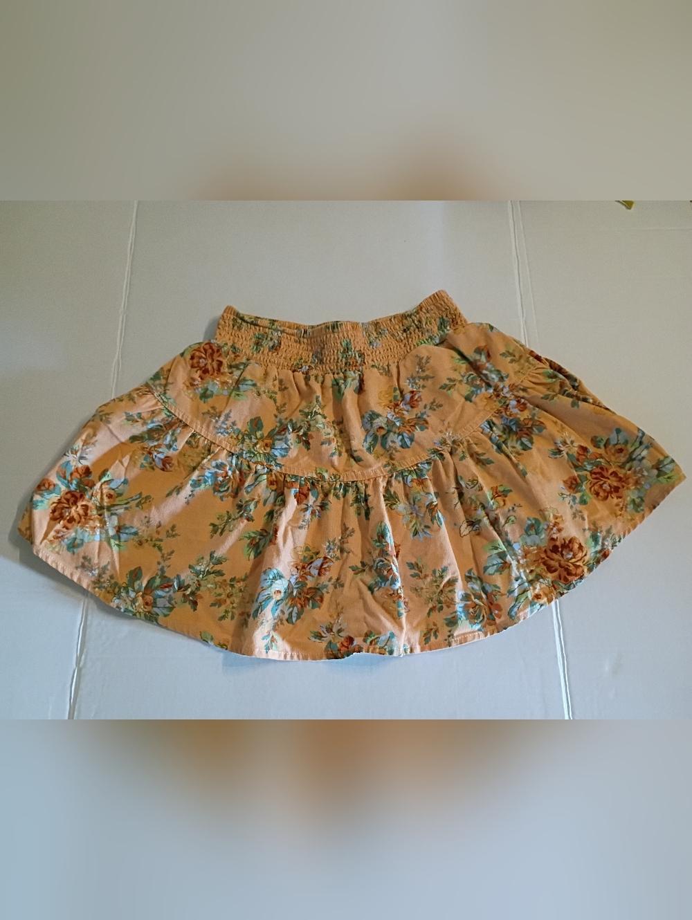 American Eagle Women's Peach‎ Floral Corduroy Mini Skirt Sz XS NWT